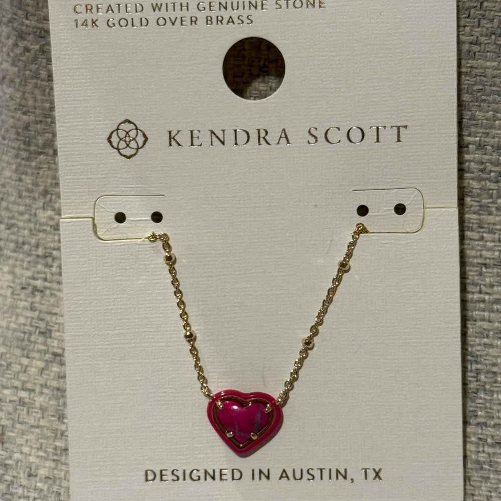 Kendra Scott Pink Heart Necklace, New